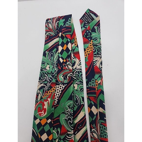 V2 By Versace Necktie Mens Silk Tie 1990S Vintage Italy Abstract RETRO Loose Tag - Picture 8 of 8